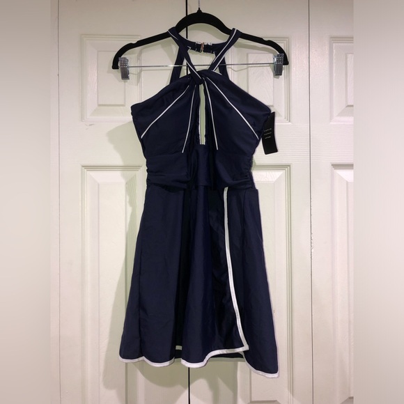 Zilcremo One Piece Swim Dress Tummy Control Swimsuits Cutout Halter Skirted - Picture 2 of 12